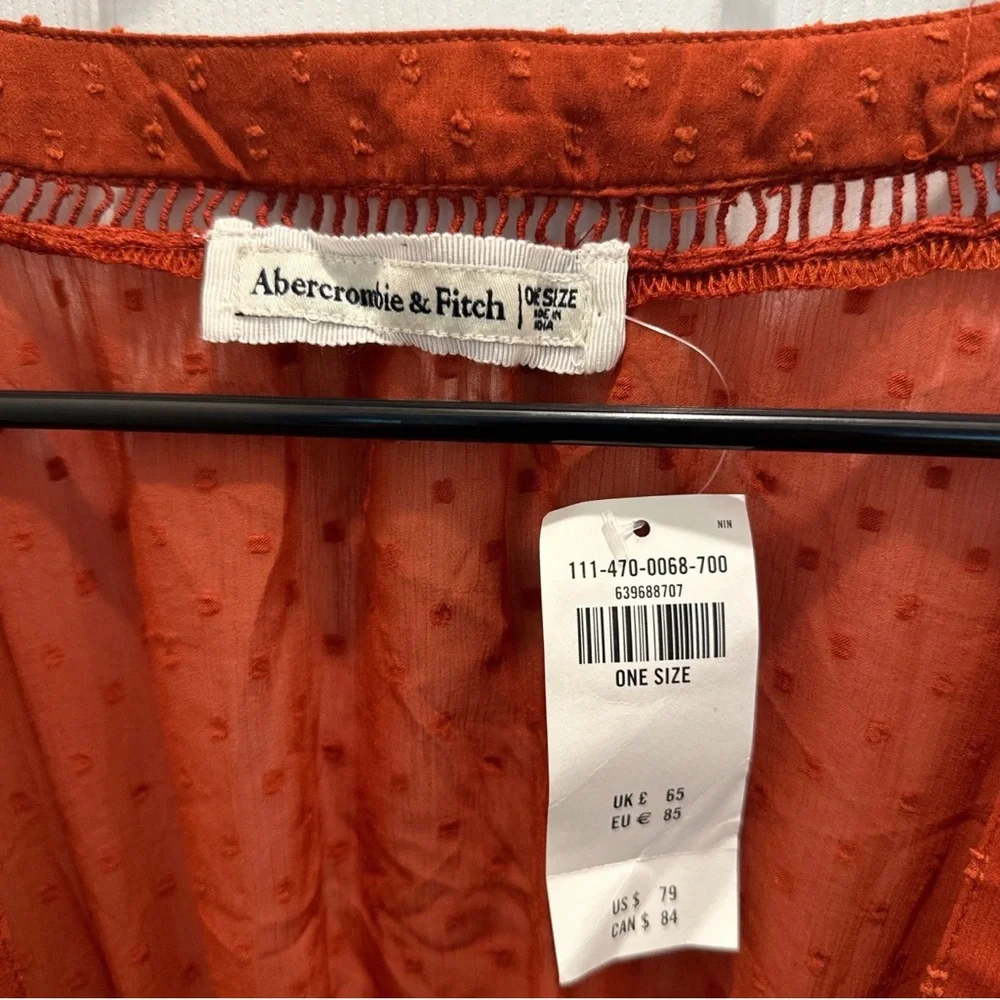 Abercrombie & Fitch Rust Maxi Cover Up Dress with Tie Waist
